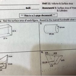 Geometry unit 11 volume and surface area