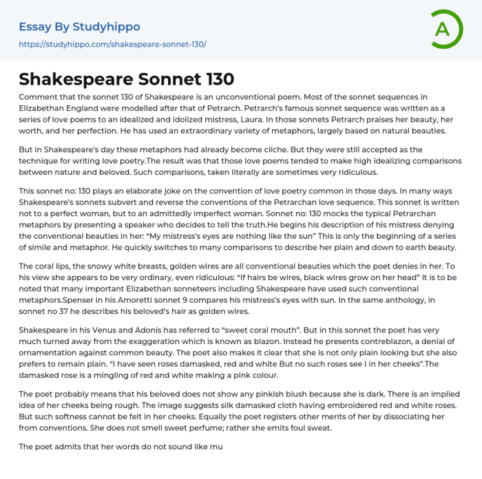 Sonnet 130 questions and answers